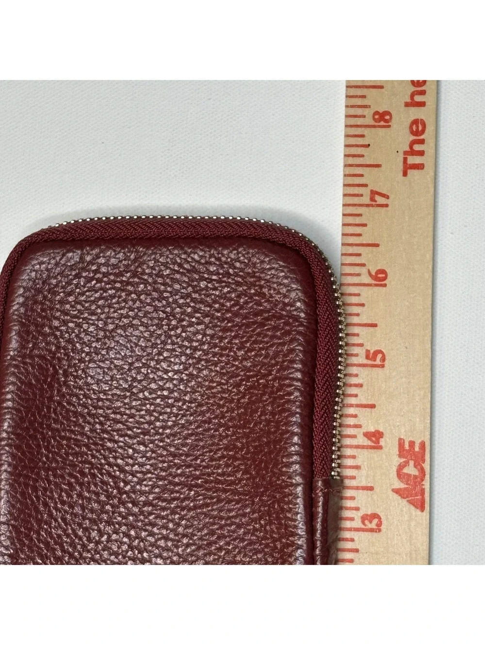 Vintage Leather Case Pouch Burgundy Zip Travel Organizer